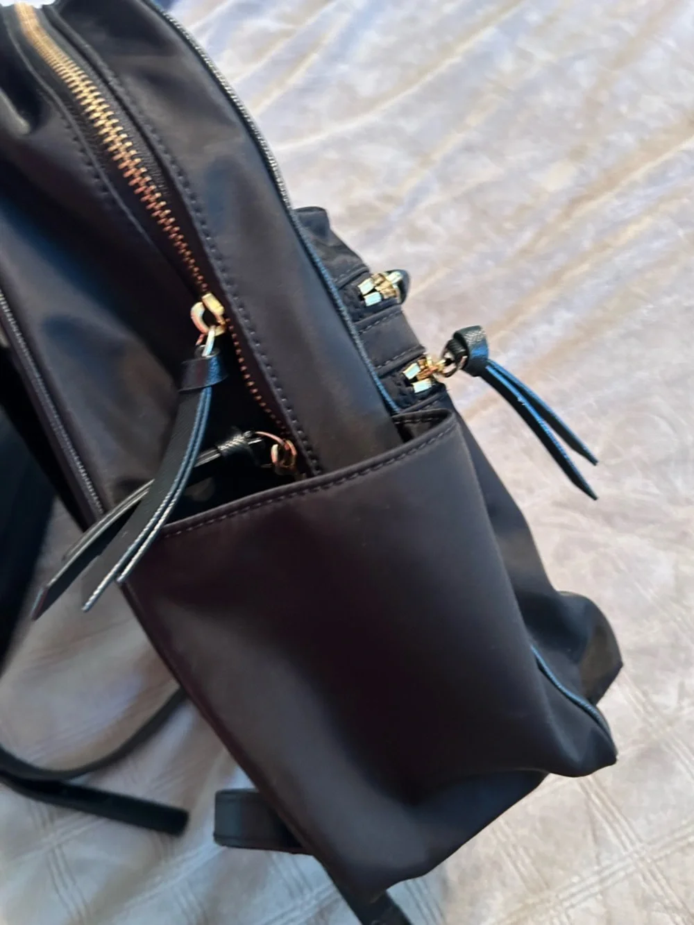 kate spade Black Nylon Backpack with Gold Hardware